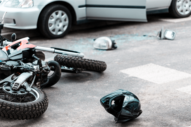 crashed motorcycle on the ground